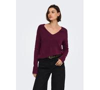V-Ausschnitt-Pullover JDY "JDYELANORA L/S V-NECK PULLO. KNT NOOS", Damen, Gr. S, lila (windsor wine detail:melange), Strick, Obermaterial: 74% Polyacryl, 20% Nylon, 6% Elasthan, meliert, figurumspiele
