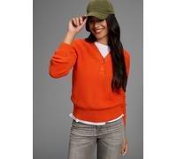 V-Ausschnitt-Pullover KANGAROOS, Damen, Gr. 36/38, orange, Strick, Obermaterial: 50% Baumwolle, 50% Polyacryl, unifarben, weit hüftlang, V-Ausschnitt, Raglanärmel Rippbündchen, Pullover, mit V-Ausschn