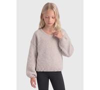 V-Ausschnitt-Pullover KIDS ONLY "KOGDINEA L/S REVERSIBLE PULLOV. KNT", Mädchen, Gr. 122/128, beige (chateau gray), Strick, Obermaterial: 80% Polyacryl, 20% Polyester, unifarben, regular fit normal, V-