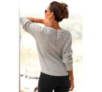 LASCANA V-Ausschnitt-Pullover Damen grau-meliert Gr.40/42