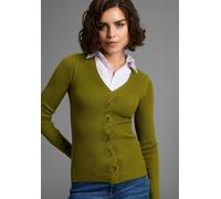 V-Ausschnitt-Pullover LAURA SCOTT, Damen, Gr. 34, grün (grün mélange), Feinstrick, Obermaterial: 70% Viskose, 30% Polyamid, unifarben, figurbetont hüftlang, V-Ausschnitt, Pullover, Feinstrickpullover