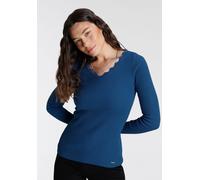 V-Ausschnitt-Pullover LAURA SCOTT, Damen, Gr. 46, blau (royalblau), Rippstrick, Obermaterial: 70% Viskose, 30% Polyamid, clean, unifarben, sehr figurbetont hüftbedeckend, V-Ausschnitt, Pullover, mit f