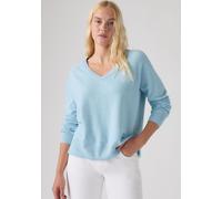 V-Ausschnitt-Pullover LEVI'S "SUPER SOFT VNECK PULLOVER", Damen, Gr. XS (34), blau (angel falls), Strick, Obermaterial: 53% Baumwolle, 32% Polyester, 13% Polyamid, 2% Elasthan, bequem hüftlang, V-Auss