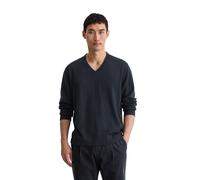 V-Ausschnitt-Pullover MARC O'POLO "aus weicher Merinowolle", Herren, Gr. M, blau (schwarz navy), Obermaterial: 100% Schurwolle, unifarben, V-Ausschnitt, Pullover (68413712-M) schwarz navy