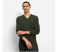 OLYMP Pullover Herren Regular Fit V-Ausschnitt Merinowolle grün, 4XL