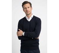 OLYMP Pullover Herren V-Ausschnitt Casual Strick Regular Fit Single Jersey 100% Schurwolle Marine XL