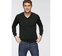 V-Ausschnitt-Pullover OLYMP "OLYMP Strick Casual", Herren, Gr. XL, schwarz, Obermaterial: 100% Schurwolle, tailliert, V-Ausschnitt, Pullover, klassischer Strickpullover (13369942-XL) schwarz