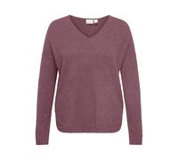 V-Ausschnitt-Pullover ONLY CARMAKOMA "CARMARGARETA LS PULLOVER KNT NOOS", Damen, Gr. L, rosa (rose braun detail:melange), Strick, Obermaterial: 50% Viskose, 27% Nylon, 23% Polyester, meliert, normal n