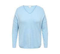 V-Ausschnitt-Pullover ONLY CARMAKOMA "CARMARGARETA LS PULLOVER KNT NOOS", Damen, Gr. M, cashmere blau detail:melange, Strick, Obermaterial: 50% Viskose, 27% Nylon, 23% Polyester, meliert, normal norma