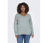 V-Ausschnitt-Pullover ONLY CARMAKOMA "CARMARGARETA LS PULLOVER KNT NOOS", Damen, Gr. S, grün (arona detail:melange), Strick, Obermaterial: 50% Viskose, 27% Nylon, 23% Polyester, meliert, normal normal