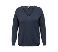 V-Ausschnitt-Pullover ONLY CARMAKOMA "CARMARGARETA LS PULLOVER KNT NOOS", Damen, Gr. XL, blau (ombre blau), Strick, Obermaterial: 50% Viskose, 27% Nylon, 23% Polyester, unifarben, normal normal, V-Aus