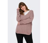 V-Ausschnitt-Pullover ONLY CARMAKOMA "CARMARGARETA LS PULLOVER KNT NOOS", Damen, Gr. XL, rosa (rose braun detail:melange), Strick, Obermaterial: 50% Viskose, 27% Nylon, 23% Polyester, meliert, normal
