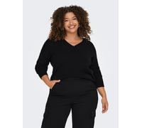 V-Ausschnitt-Pullover ONLY CARMAKOMA "CARMARGARETA LS PULLOVER KNT NOOS", Damen, Gr. XL, schwarz, Strick, Obermaterial: 50% Viskose, 27% Nylon, 23% Polyester, unifarben, normal normal, V-Ausschnitt, R