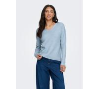 V-Ausschnitt-Pullover ONLY "ONLCAMILLA V-NECK L/S PULLOVER KNT NOOS", Damen, Gr. L, cashmere blau detail:melange, Strick, Obermaterial: 74% Polyacryl, 24% Polyester, 2% Elasthan, meliert, regular fit