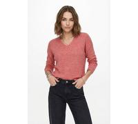 V-Ausschnitt-Pullover ONLY "ONLCAMILLA V-NECK L/S PULLOVER KNT NOOS", Damen, Gr. L, rosa (cayenne detail:melange), Strick, Obermaterial: 74% Polyacryl, 24% Polyester, 2% Elasthan, meliert, regular fit