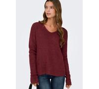 V-Ausschnitt-Pullover ONLY "ONLCAMILLA V-NECK L/S PULLOVER KNT NOOS", Damen, Gr. L, rot (oxblood rot detail:melange), Strick, Obermaterial: 74% Polyacryl, 24% Polyester, 2% Elasthan, meliert, regular