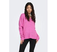 V-Ausschnitt-Pullover ONLY "ONLCAMILLA V-NECK L/S PULLOVER KNT NOOS", Damen, Gr. L, super pink detail:melange, Strick, Obermaterial: 74% Polyacryl, 24% Polyester, 2% Elasthan, meliert, regular fit nor