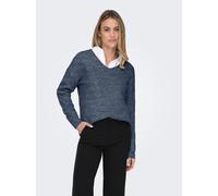 Only Regular Fit Strickpullover mit V-Ausschnitt Modell 'CAMILLA' in Rauchblau Melange, Größe M