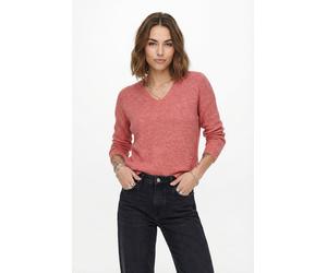 V-Ausschnitt-Pullover ONLY "ONLCAMILLA V-NECK L/S PULLOVER KNT NOOS", Damen, Gr. XL, rosa (cayenne detail:melange), Strick, Obermaterial: 74% Polyacryl, 24% Polyester, 2% Elasthan, meliert, regular fi