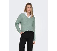 V-Ausschnitt-Pullover ONLY "ONLCAMILLA V-NECK L/S PULLOVER KNT NOOS", Damen, Gr. XS, blau (blau surf detail:melange), Strick, Obermaterial: 74% Polyacryl, 24% Polyester, 2% Elasthan, meliert, regular