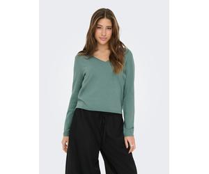 V-Ausschnitt-Pullover ONLY "ONLLOYAL LIFE LS V-NECK PULLO KNT NOOS", Damen, Gr. S, chinois grün detail:melange, Strick, Obermaterial: 80% Polyester, 20% Nylon, meliert, regular fit normal, V-Ausschnit