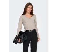 V-Ausschnitt-Pullover ONLY "ONLLOYAL LIFE LS V-NECK PULLO KNT NOOS", Damen, Gr. XL, beige (beige detail:melange), Strick, Obermaterial: 80% Polyester, 20% Nylon, meliert, regular fit normal, V-Ausschn