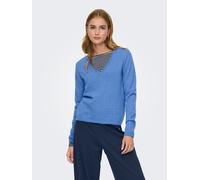 V-Ausschnitt-Pullover ONLY "ONLLOYAL LIFE LS V-NECK PULLO KNT NOOS", Damen, Gr. XL, ultramarine detail:melange, Strick, Obermaterial: 80% Polyester, 20% Nylon, meliert, regular fit normal, V-Ausschnit