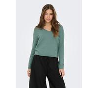 V-Ausschnitt-Pullover ONLY "ONLLOYAL LIFE LS V-NECK PULLO KNT NOOS", Damen, Gr. XS, chinois grün detail:melange, Strick, Obermaterial: 80% Polyester, 20% Nylon, meliert, regular fit normal, V-Ausschni