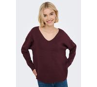 V-Ausschnitt-Pullover ONLY "ONLRICA LIFE L/S V-NECK PULLO KNT NOOS", Damen, Gr. M, zinfandel detail:with melange, Strick, Obermaterial: 93% Polyester, 4% Nylon, 3% Elasthan, meliert, regular fit norma