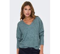 V-Ausschnitt-Pullover ONLY "ONLRICA LIFE L/S V-NECK PULLO KNT NOOS", Damen, Gr. S, grün (sea moss detail:with melange), Strick, Obermaterial: 93% Polyester, 4% Nylon, 3% Elasthan, meliert, regular fit