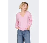 V-Ausschnitt-Pullover ONLY "ONLRICA LIFE L/S V-NECK PULLO KNT NOOS", Damen, Gr. S, pink, a, boo detail:melange, Strick, Obermaterial: 93% Polyester, 4% Nylon, 3% Elasthan, meliert, regular fit normal,