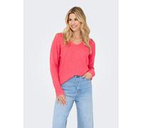 V-Ausschnitt-Pullover ONLY "ONLRICA LIFE L/S V-NECK PULLO KNT NOOS", Damen, Gr. S, sun kissed coral detail:melange, Strick, Obermaterial: 93% Polyester, 4% Nylon, 3% Elasthan, meliert, regular fit nor