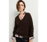 V-Ausschnitt-Pullover PEPE JEANS "jumper ASHLEY V NECK", Damen, Gr. XS, braun (trail braun), 57% Acryl, 35% Polyamid, 6% Wolle, 2% Elasthan, Pullover (93981528-XS) trail braun