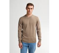 V-Ausschnitt-Pullover PETROL INDUSTRIES "V-Neck Basi", Herren, Gr. 3XL, beige (oak), Strick, Obermaterial: 50% Baumwolle, 50% Polyacryl, unifarben, regular fit normal, V-Ausschnitt, Bündchen, Pullover