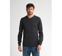 V-Ausschnitt-Pullover PETROL INDUSTRIES "V-Neck Basi", Herren, Gr. 3XL, grau (steal melee), Strick, Obermaterial: 50% Baumwolle, 50% Polyacryl, meliert, regular fit normal, V-Ausschnitt, Bündchen, Pul
