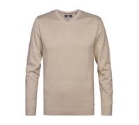 V-Ausschnitt-Pullover PETROL INDUSTRIES "V-Neck Basi", Herren, Gr. M (38), light tan, Feinstrick, Obermaterial: 50% Baumwolle, 50% Polyacryl, unifarben, regular fit normal, V-Ausschnitt, Bündchen, Pul