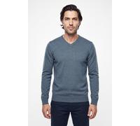 V-Ausschnitt-Pullover PETROL INDUSTRIES "V-Neck Basi", Herren, Gr. M, blau (storm blau), Strick, Obermaterial: 50% Baumwolle, 50% Polyacryl, regular fit normal, V-Ausschnitt, Bündchen, Pullover, Mater
