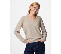 Pieces Pullover BREE – Regular Fit, V-Ausschnitt, Sand Melange – Damen Gr. S