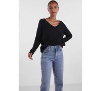 V-Ausschnitt-Pullover PIECES "PCELLEN LS V-NECK KNIT NOOS BC", Damen, Gr. L, schwarz, Strick, Obermaterial: 62% Polyester, 22% Polyacryl, 9% Nylon, 4% Elasthan, 3% Wolle, unifarben, figurumspielend hü