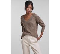 Pieces Pullover PCELLEN LS V-NECK KNIT in Braun EU S