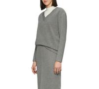 V-Ausschnitt-Pullover S.OLIVER, Damen, Gr. 36, grau, Feinstrick, Obermaterial: 70% Polyester, 30% Baumwolle, meliert, relaxed fit hüftlang, V-Ausschnitt, abgesteppt, Pullover, in melierter Optik (6538