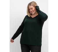Sheego V-Ausschnitt-Pullover in flauschiger Qualität 44/46 tiefgrün