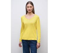 V-Ausschnitt-Pullover STREET ONE, Damen, Gr. 36, lemon lush, Stoff, 60% Viskose, 40% Baumwolle, unifarben, normal normal, V-Ausschnitt, abgesteppt, Pullover, Feinstrick (57161332-36) lemon lush