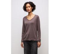 V-Ausschnitt-Pullover STREET ONE, Damen, Gr. 44, dusty mauve, Stoff, 60% Viskose, 40% Baumwolle, unifarben, normal normal, V-Ausschnitt, abgesteppt, Pullover, Feinstrick (78723518-44) dusty mauve