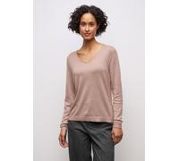 V-Ausschnitt-Pullover STREET ONE, Damen, Gr. 46, faded rose meliert, Stoff, 60% Viskose, 40% Baumwolle, unifarben, normal normal, V-Ausschnitt, abgesteppt, Pullover, Feinstrick (15527538-46) faded ros