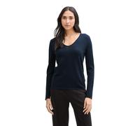 V-Ausschnitt-Pullover TOM TAILOR, Damen, Gr. XS (34), sky captain blau, Strick, Obermaterial: 60% Baumwolle, 40% Viskose, unifarben, regular fit normal, V-Ausschnitt, Pullover, mit V-Ausschnitt (21194