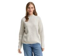 V-Ausschnitt-Pullover TOM TAILOR DENIM, Damen, Gr. XL, beige (marble beige melange), Strick, Obermaterial: 62% Polyacryl, 25% Polyester, 10% Baumwolle, 3% sonstige Fasern, meliert, Basic Po-bedeckend,