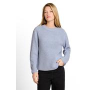 V-Ausschnitt-Pullover TOM TAILOR DENIM, Damen, Gr. XS, foggy blau mouline, Strick, Obermaterial: 50% Baumwolle, 50% Polyacryl, unifarben, relaxed fit taillenbedeckt, Rundhals, Rippbündchen, Pullover,