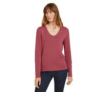 Tom Tailor Damen Pullover Regular Fit Baumwoll-Viskose-Mix V-Ausschnitt Pink Größe M