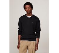 V-Ausschnitt-Pullover TOMMY HILFIGER "PIMA ORG CTN CASHMERE V NECK", Herren, Gr. XXL, schwarz, Obermaterial: 92% Baumwolle, 8% Kaschmir, V-Ausschnitt, Pullover (68454441-XXL) schwarz